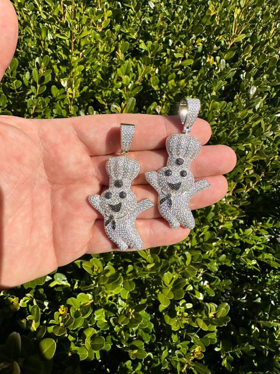 MOISSANITE Pillsbury Doughboy Money Iced Out Pendant - 14k Gold Vermeil Or 925 Silver - Large 2.75"