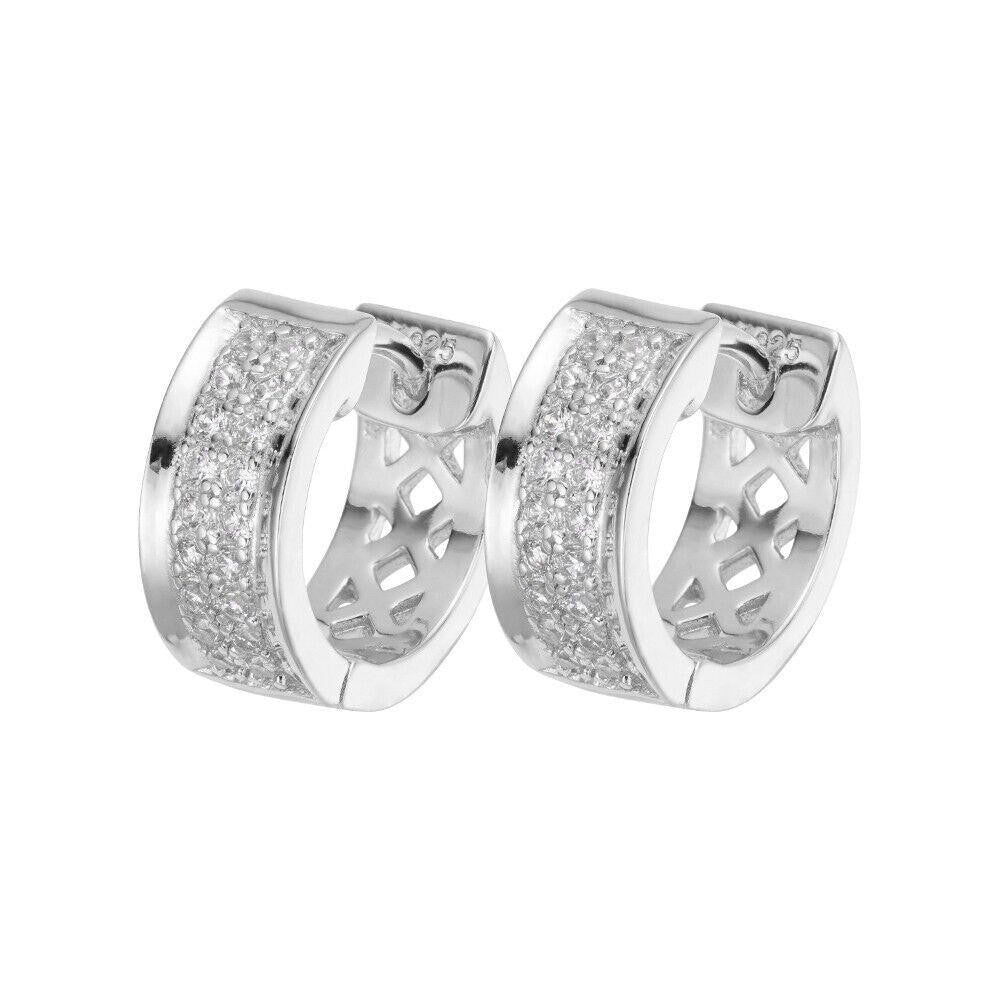 MOISSANITE Classic Small Huggie Iced Out Hoops - 925 Silver - 12mm