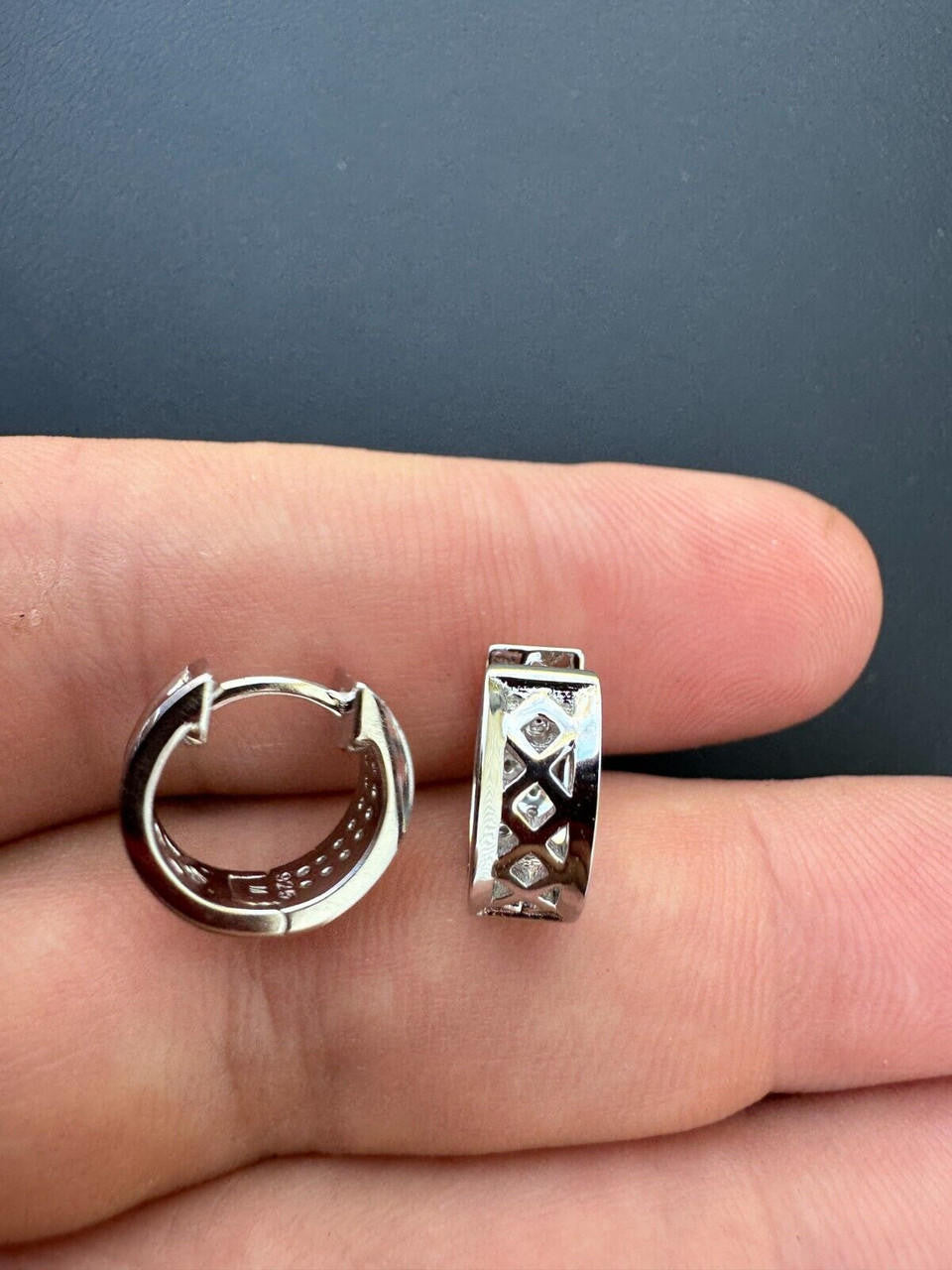 MOISSANITE Classic Small Huggie Iced Out Hoops - 925 Silver - 12mm