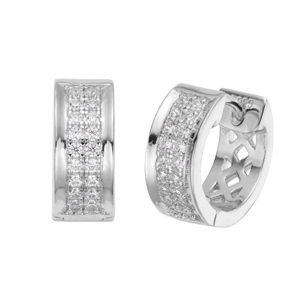 MOISSANITE Classic Small Huggie Iced Out Hoops - 925 Silver - 12mm