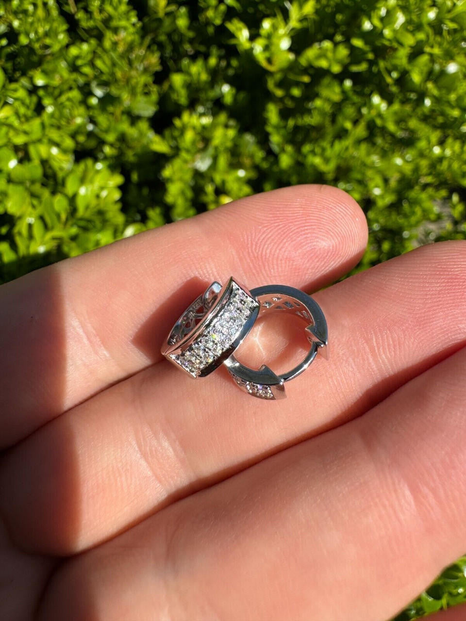MOISSANITE Classic Small Huggie Iced Out Hoops - 925 Silver - 12mm