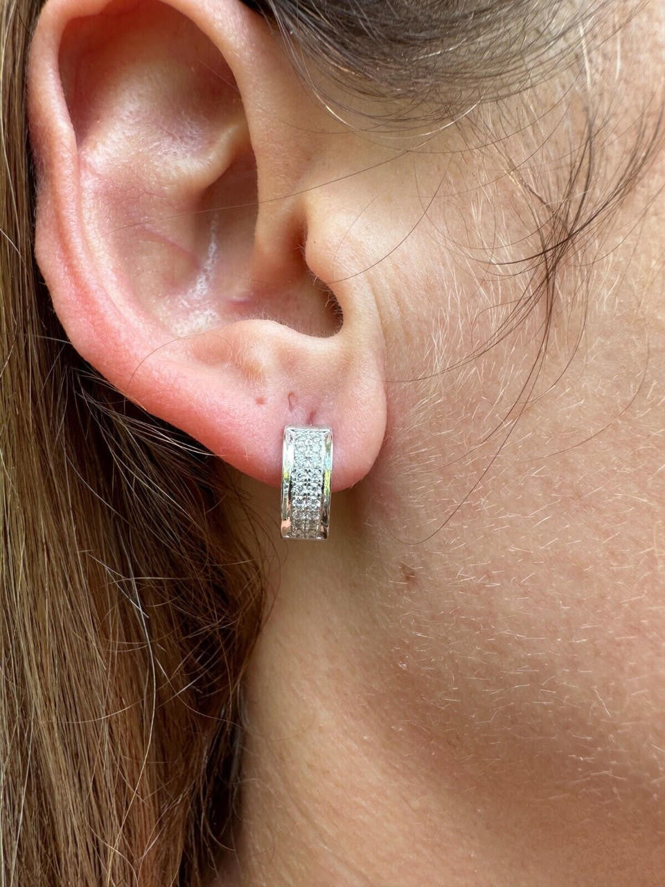 MOISSANITE Classic Small Huggie Iced Out Hoops - 925 Silver - 12mm