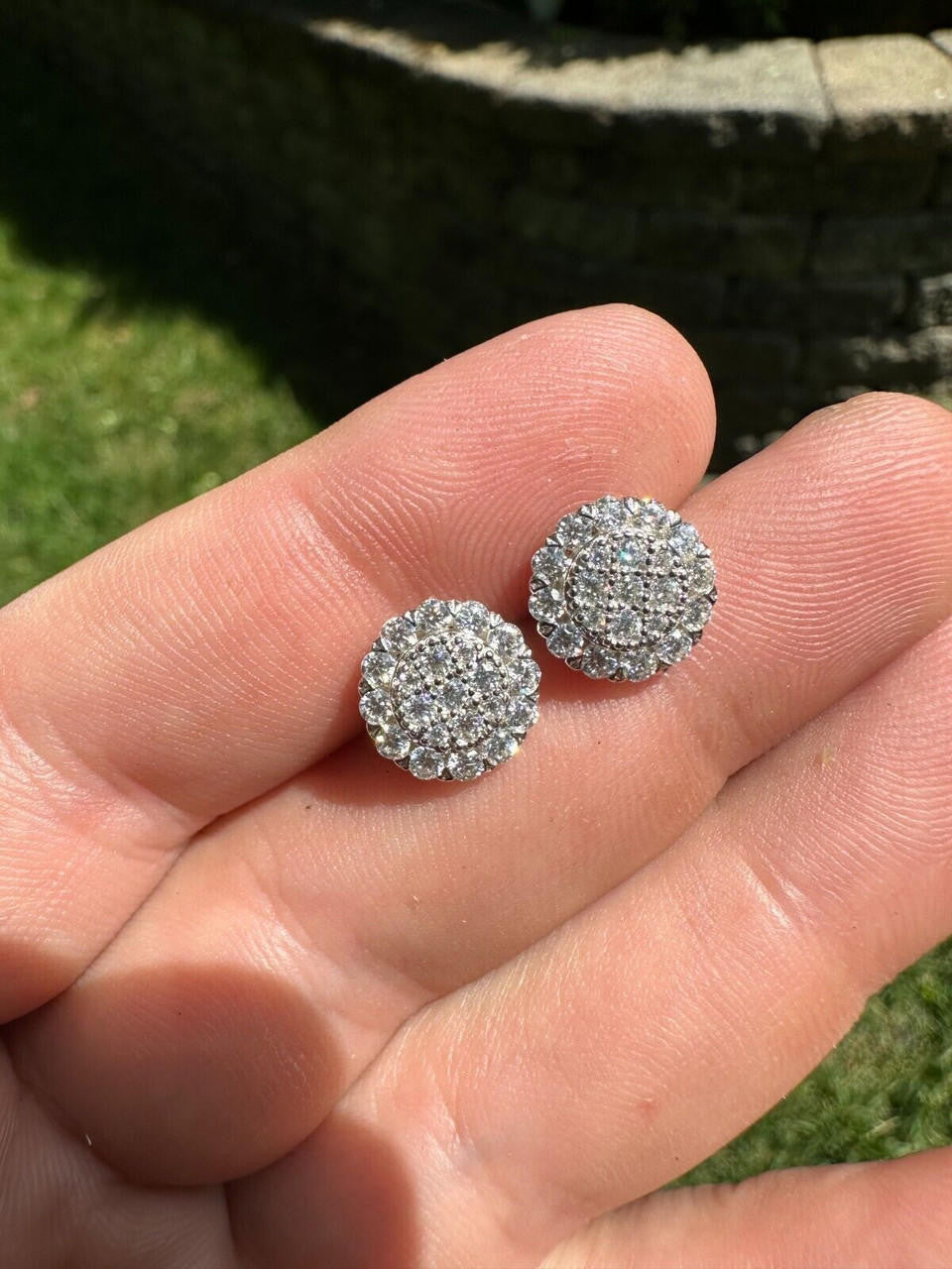 MOISSANITE Fully Iced Out Round Hip Hop Earrings - 925 Silver - 10.5mm