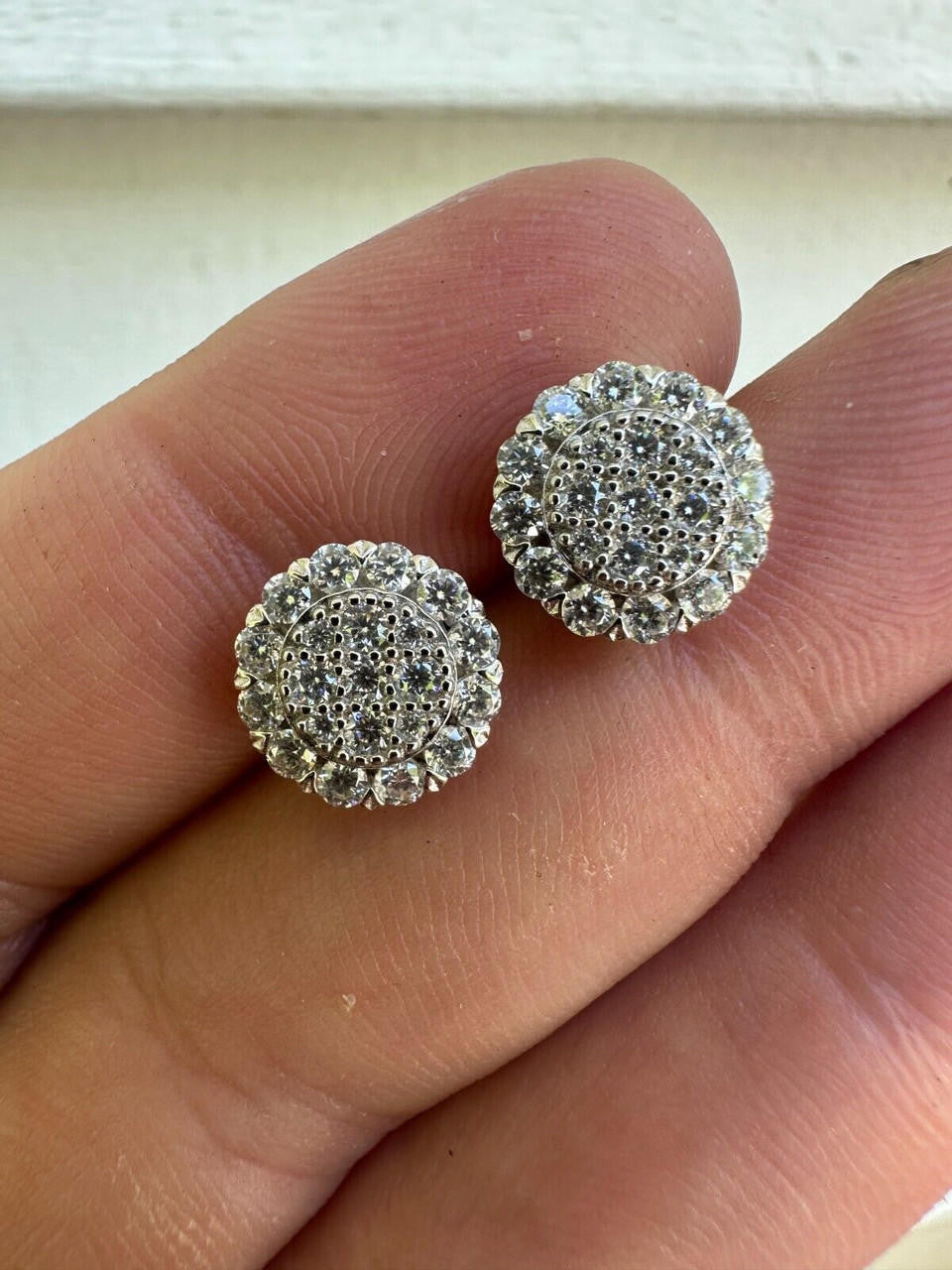 MOISSANITE Fully Iced Out Round Hip Hop Earrings - 925 Silver - 10.5mm