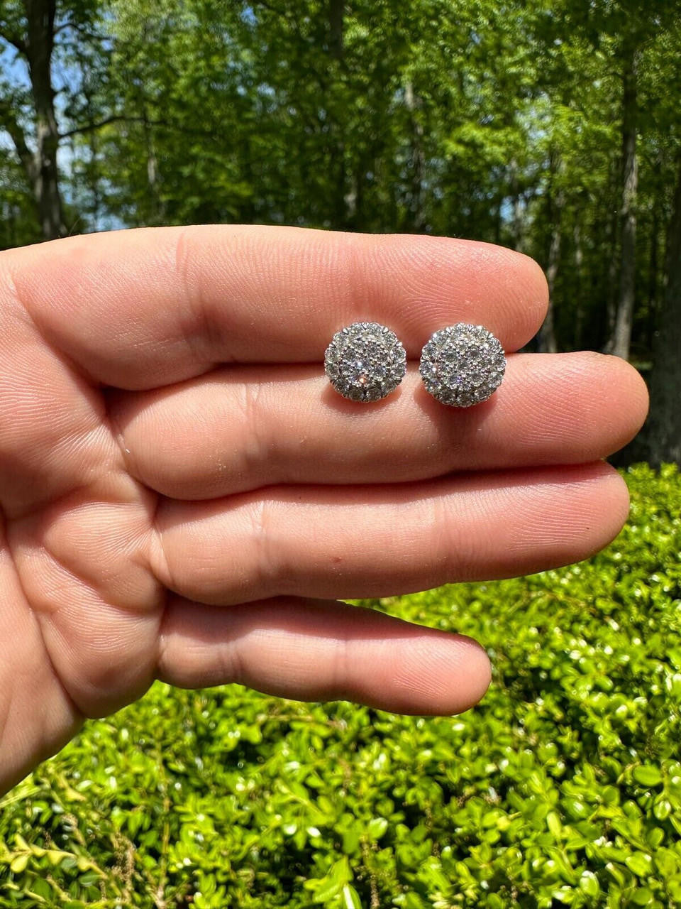 MOISSANITE Fully Iced Out Round Hip Hop Earrings - 925 Silver - 10.5mm
