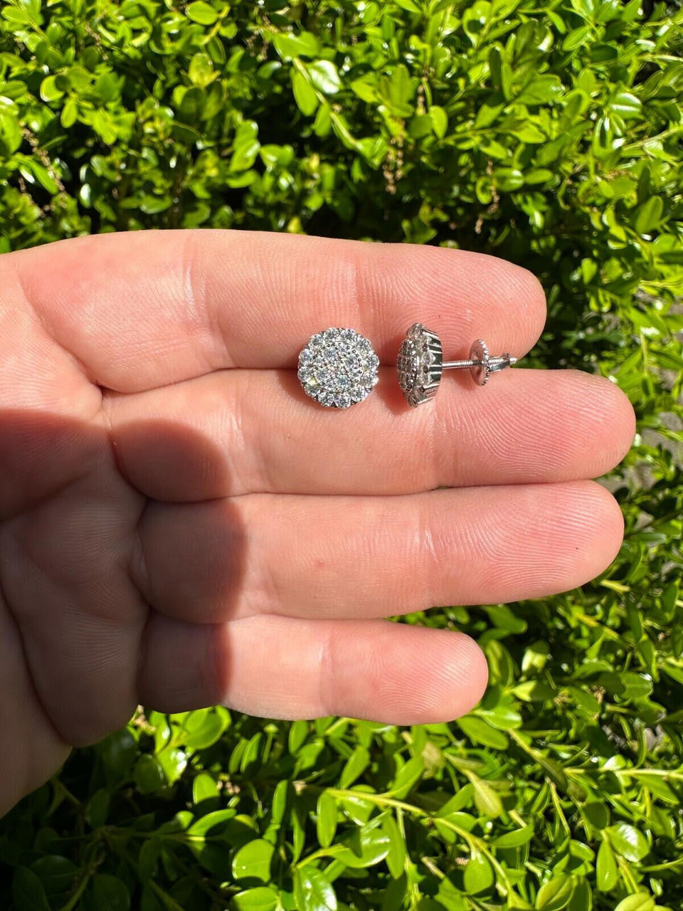 MOISSANITE Fully Iced Out Round Hip Hop Earrings - 925 Silver - 10.5mm