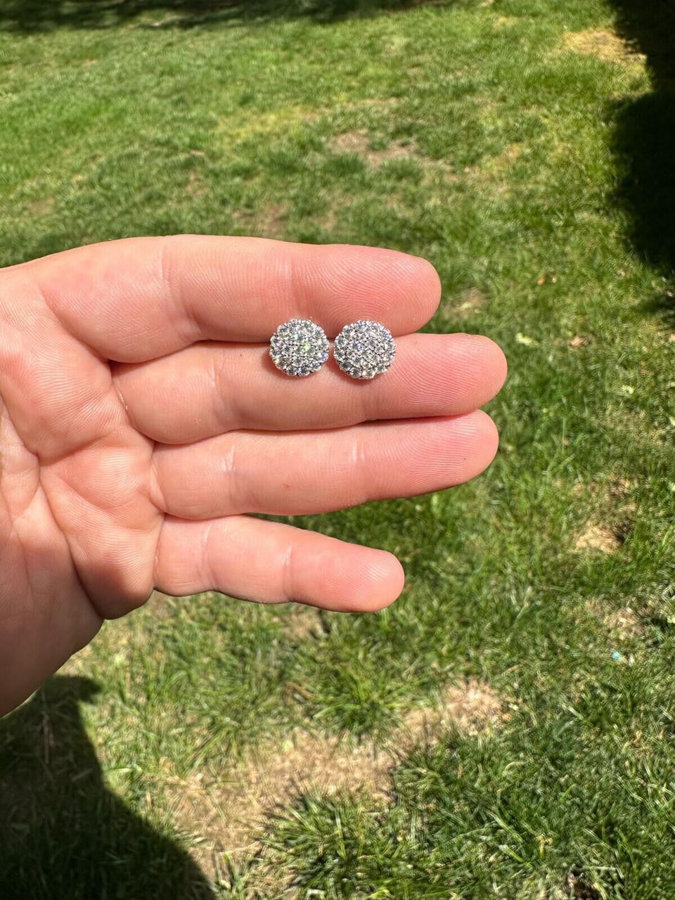 MOISSANITE Fully Iced Out Round Hip Hop Earrings - 925 Silver - 10.5mm