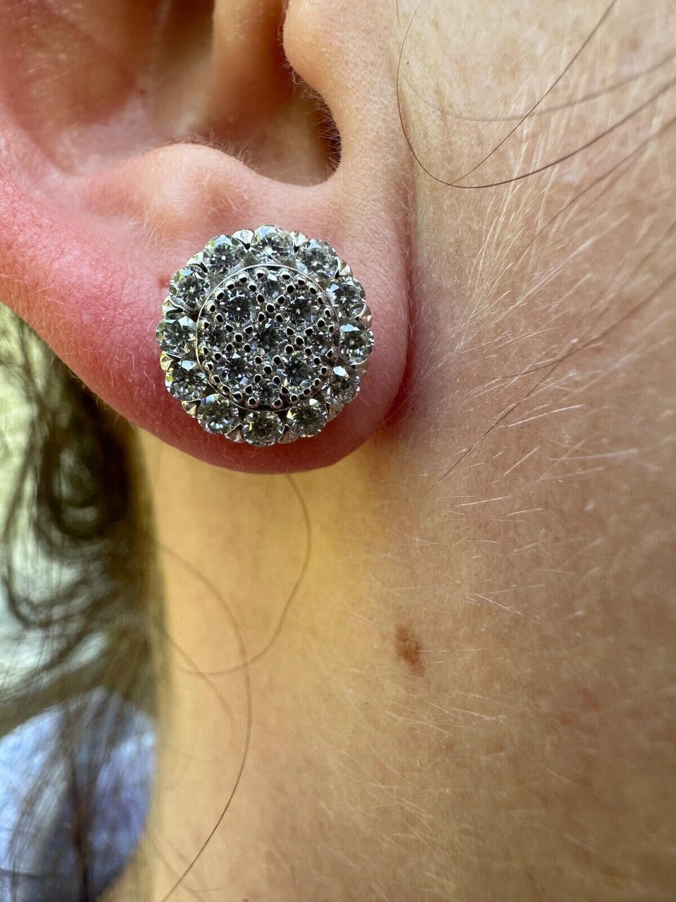 MOISSANITE Fully Iced Out Round Hip Hop Earrings - 925 Silver - 10.5mm