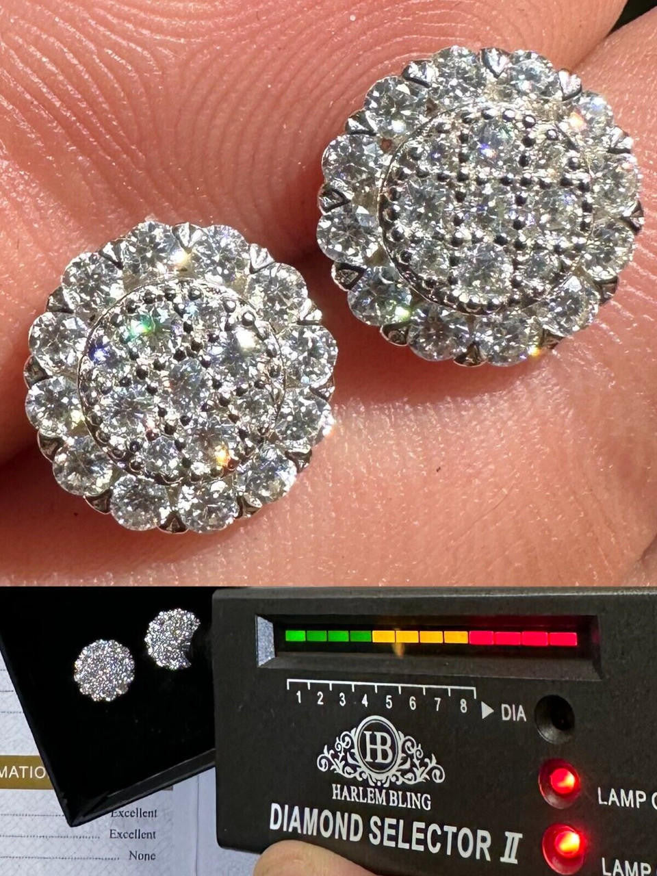 MOISSANITE Fully Iced Out Round Hip Hop Earrings - 925 Silver - 10.5mm
