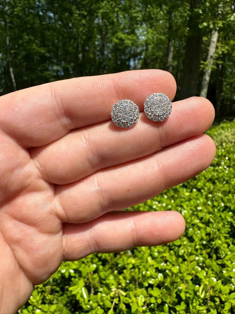 MOISSANITE Fully Iced Out Round Hip Hop Earrings - 925 Silver - 10.5mm