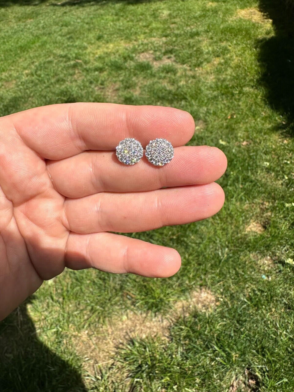 MOISSANITE Fully Iced Out Round Hip Hop Earrings - 925 Silver - 10.5mm