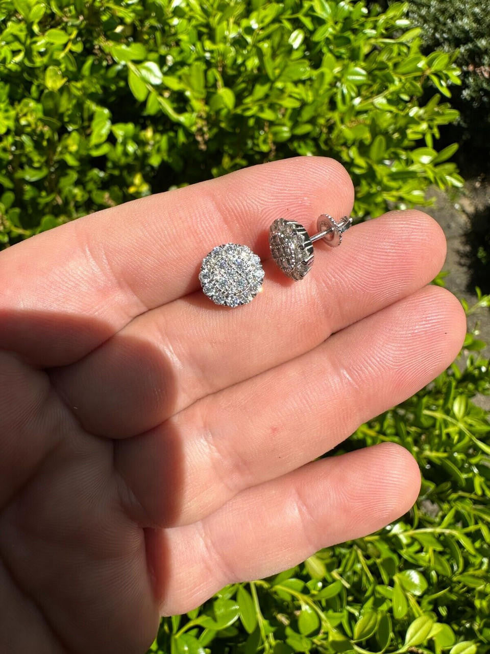 MOISSANITE Fully Iced Out Round Hip Hop Earrings - 925 Silver - 10.5mm