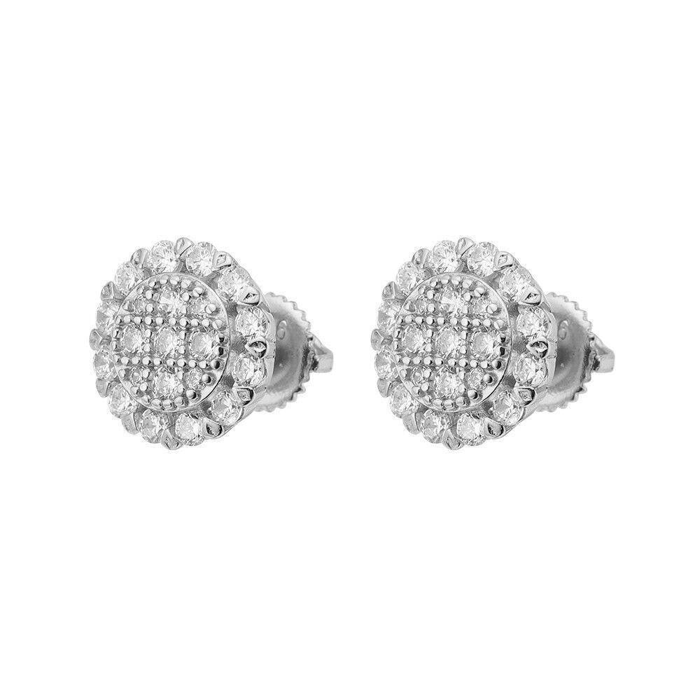 MOISSANITE Fully Iced Out Round Hip Hop Earrings - 925 Silver - 10.5mm