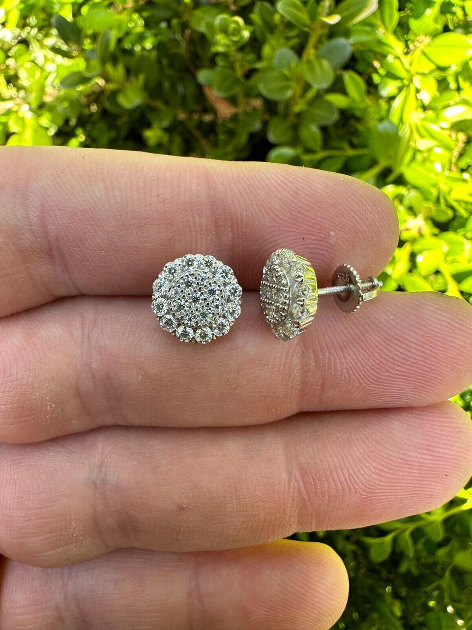 MOISSANITE Fully Iced Out Round Hip Hop Earrings - 925 Silver - 10.5mm