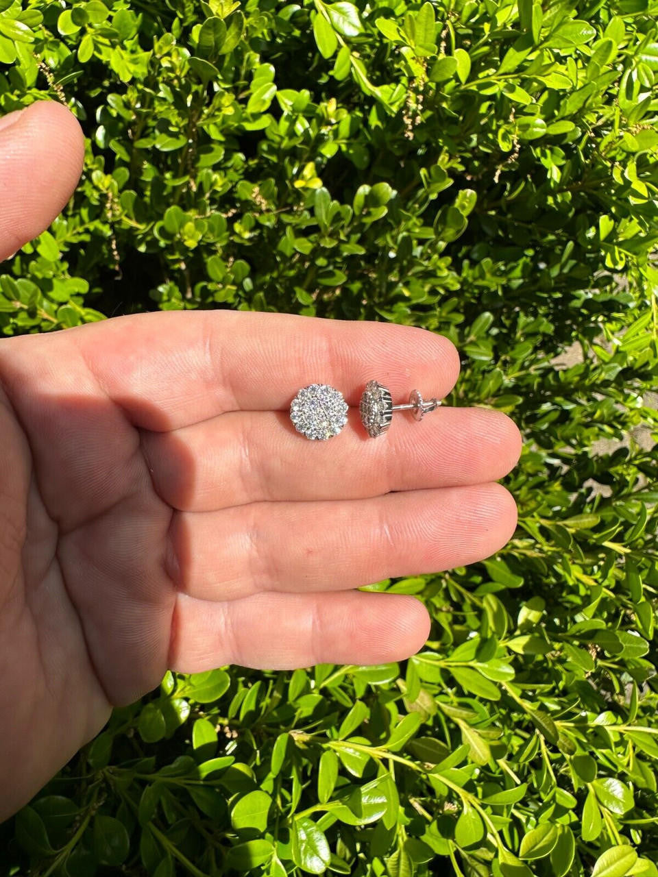 MOISSANITE Fully Iced Out Round Hip Hop Earrings - 925 Silver - 10.5mm