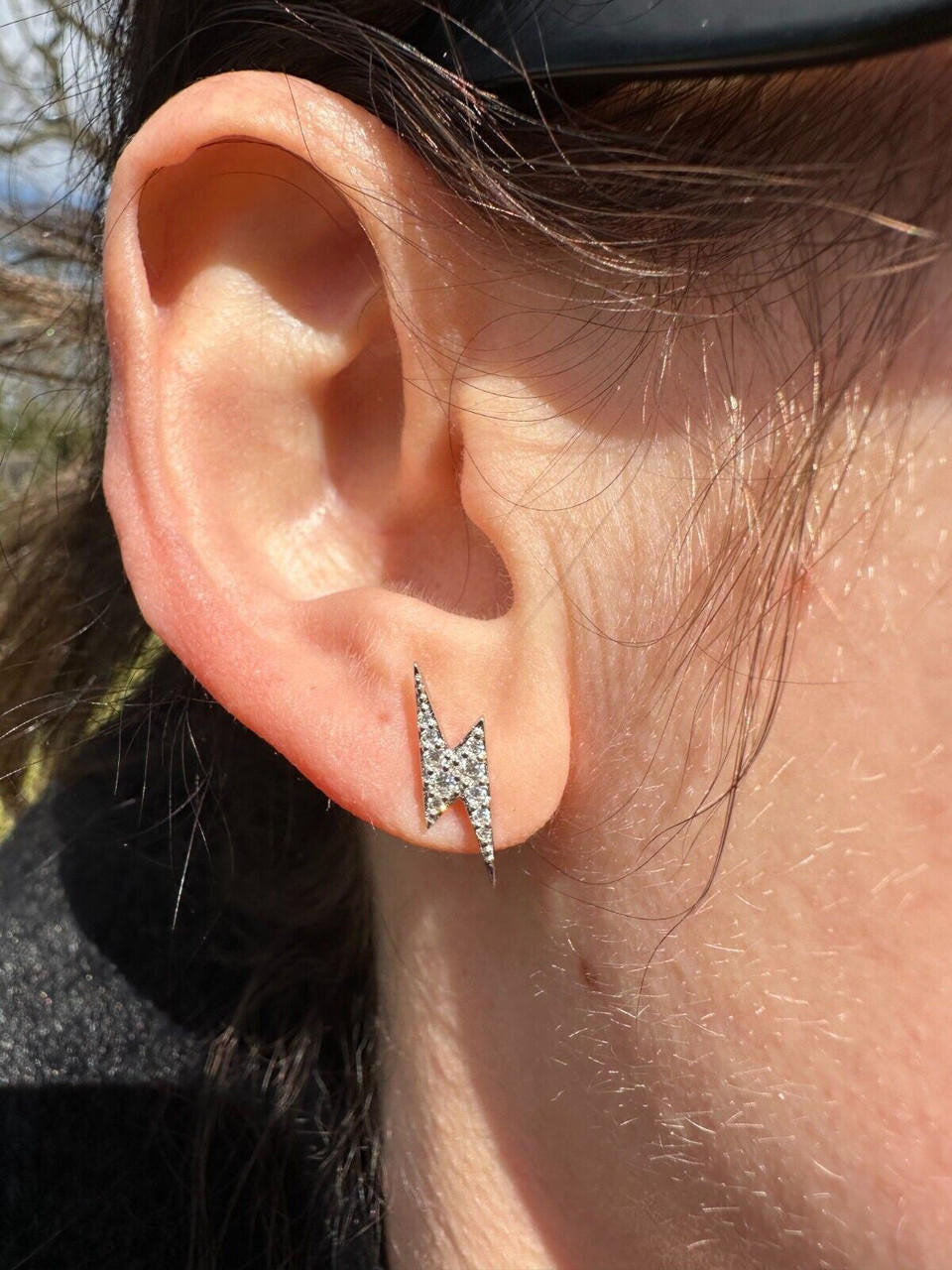 MOISSANITE Lightning Bolt Iced Out Earrings - 925 Silver - 6x16mm