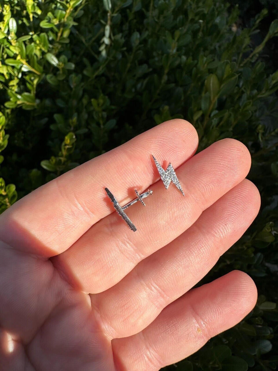 MOISSANITE Lightning Bolt Iced Out Earrings - 925 Silver - 6x16mm
