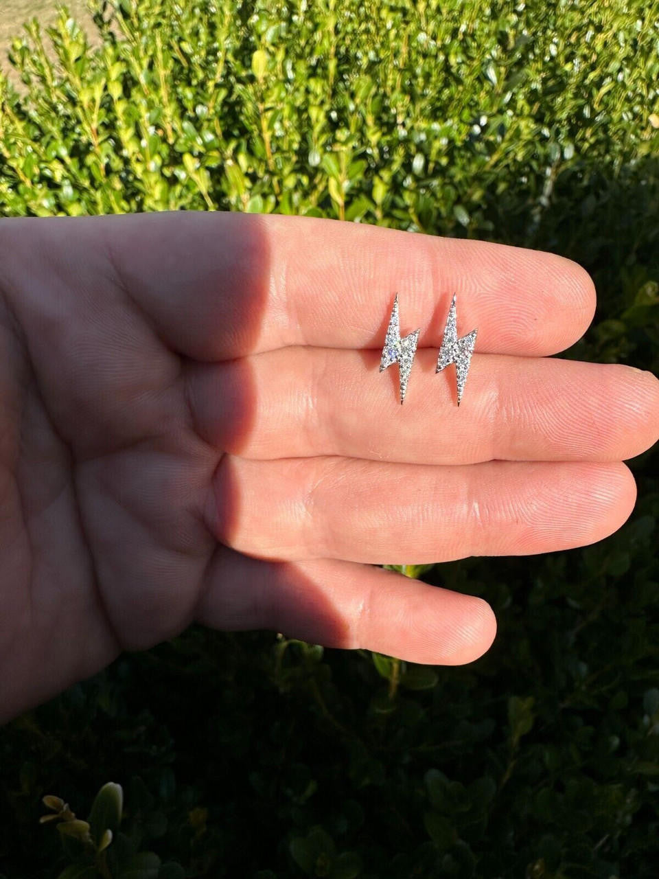MOISSANITE Lightning Bolt Iced Out Earrings - 925 Silver - 6x16mm