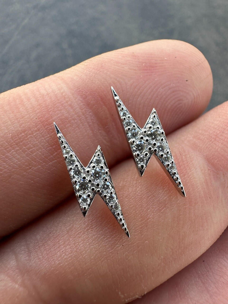 MOISSANITE Lightning Bolt Iced Out Earrings - 925 Silver - 6x16mm
