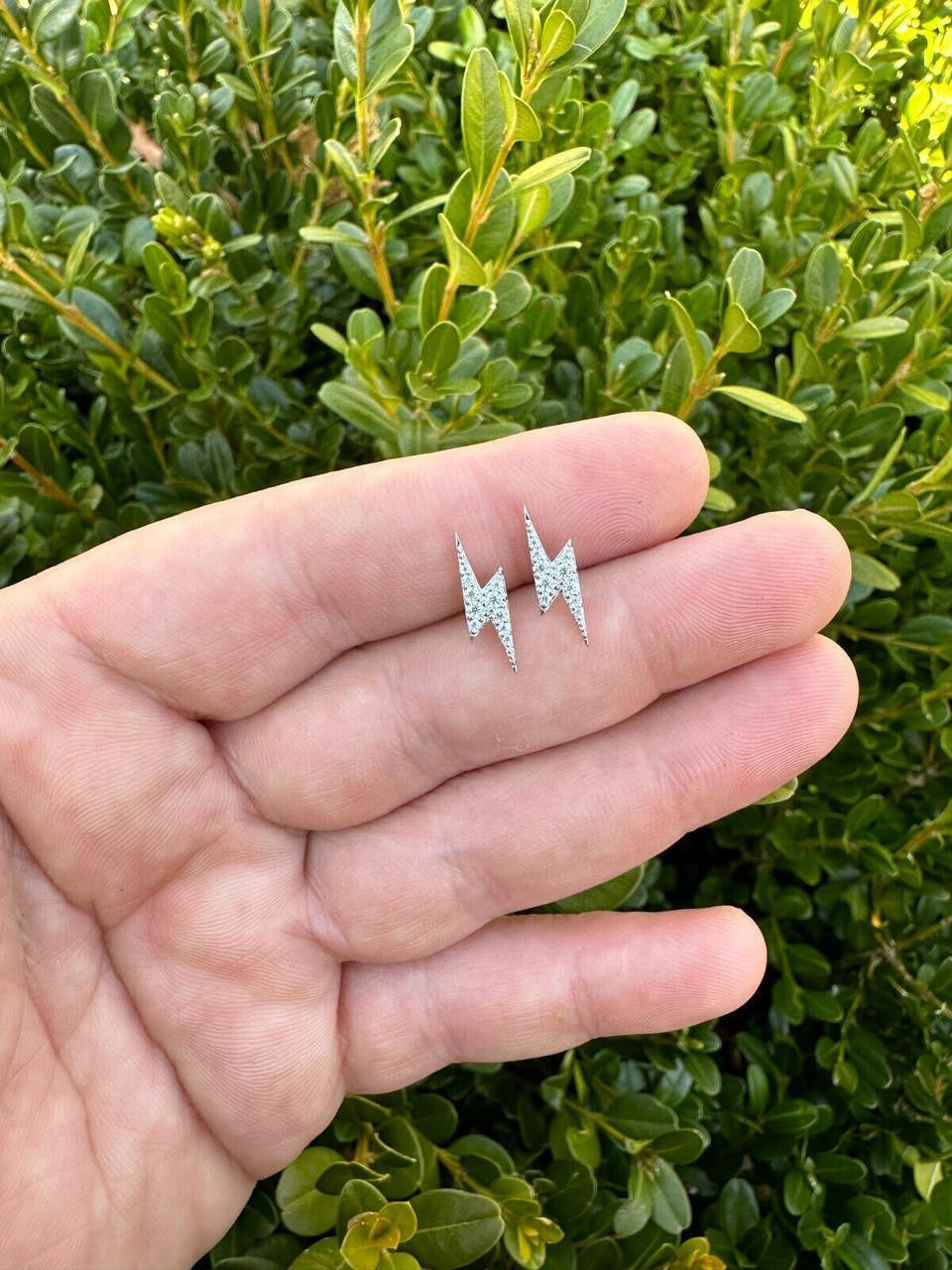 MOISSANITE Lightning Bolt Iced Out Earrings - 925 Silver - 6x16mm