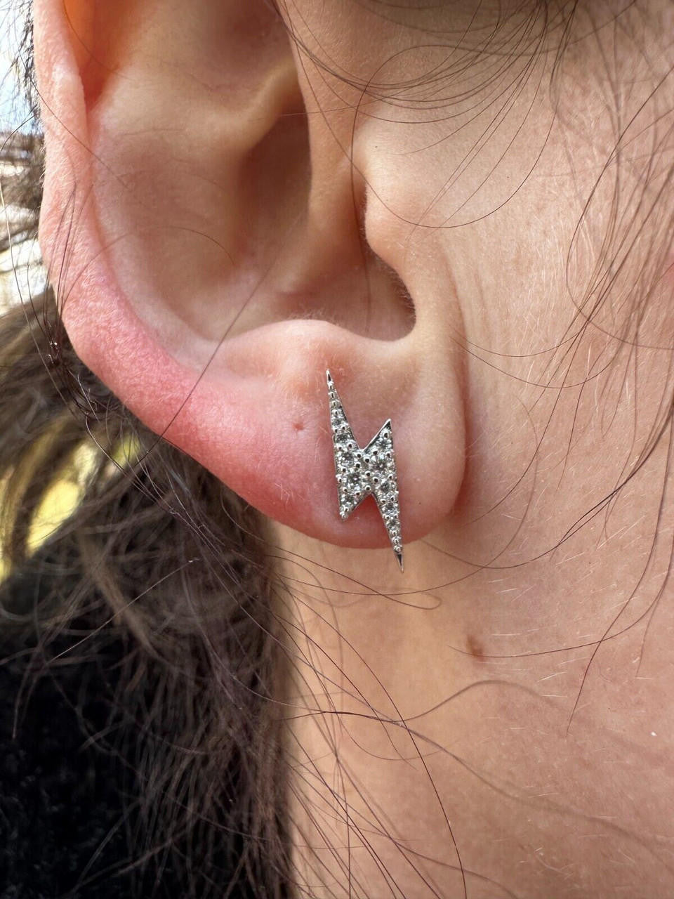 MOISSANITE Lightning Bolt Iced Out Earrings - 925 Silver - 6x16mm