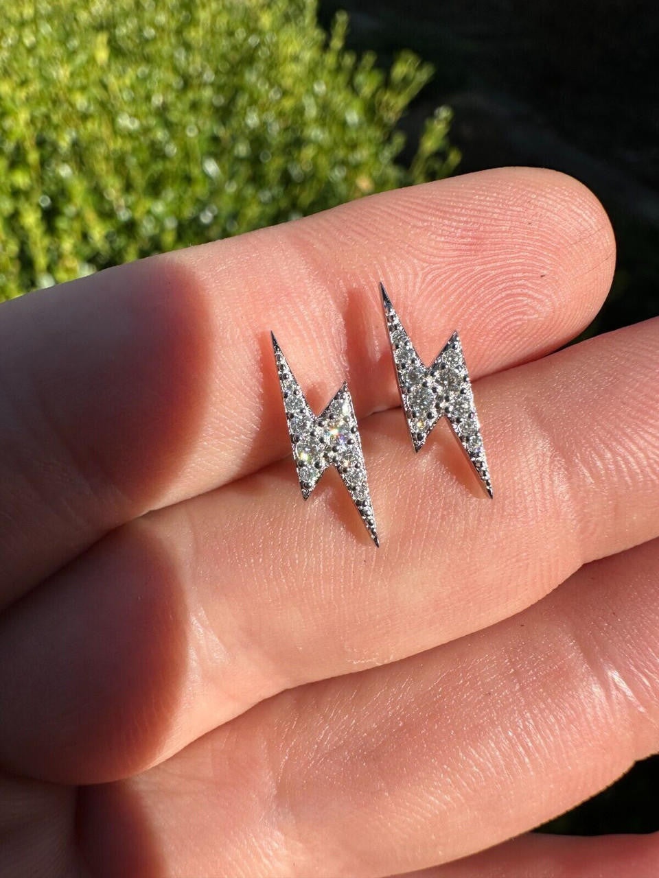 MOISSANITE Lightning Bolt Iced Out Earrings - 925 Silver - 6x16mm