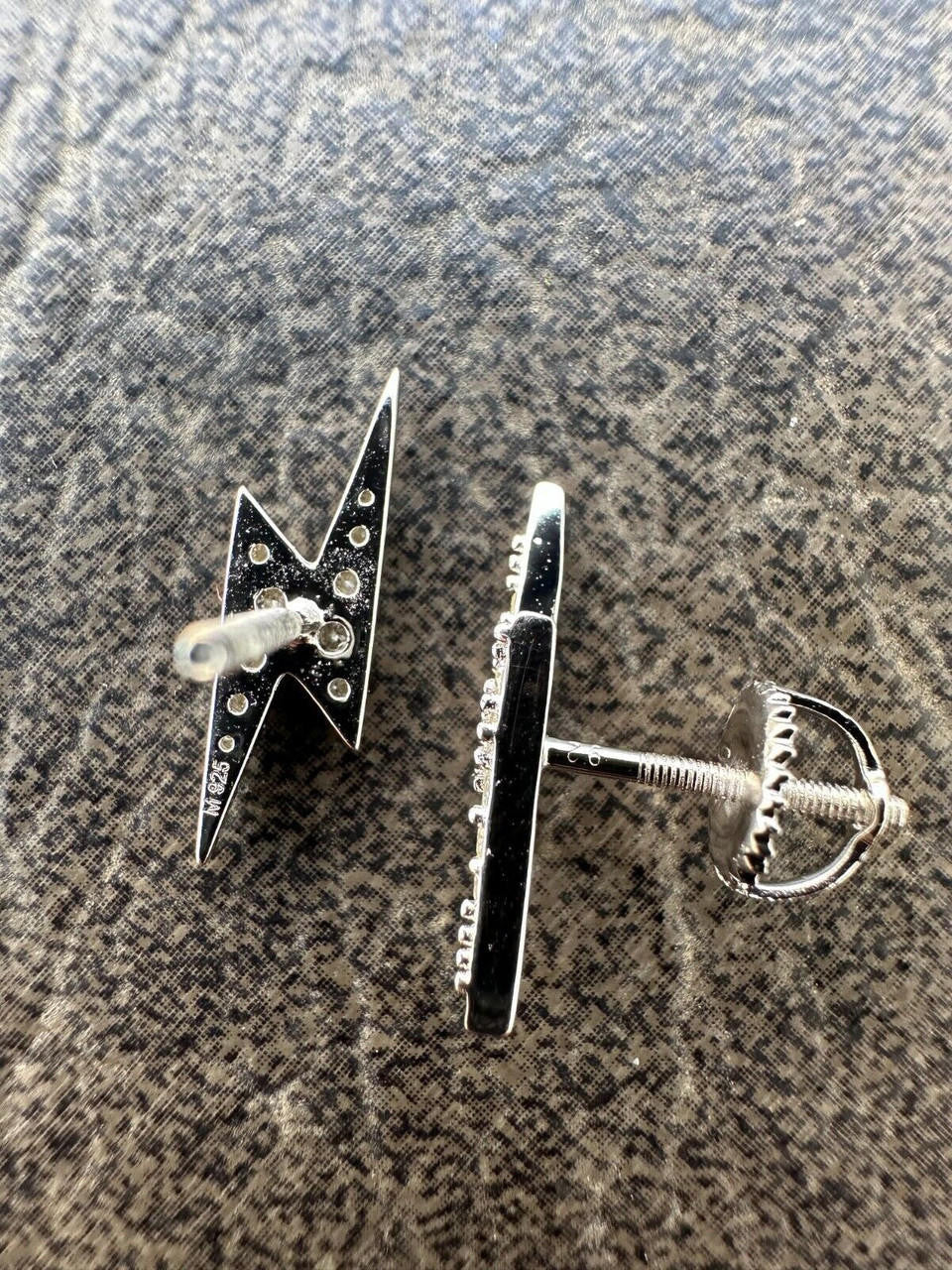 MOISSANITE Lightning Bolt Iced Out Earrings - 925 Silver - 6x16mm