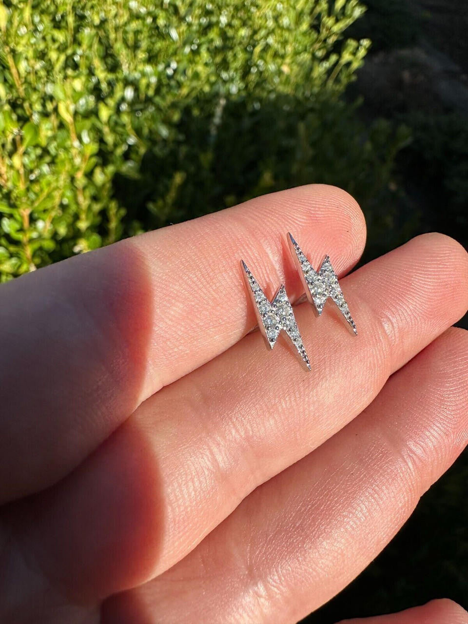 MOISSANITE Lightning Bolt Iced Out Earrings - 925 Silver - 6x16mm