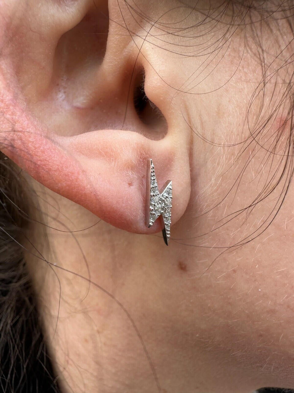 MOISSANITE Lightning Bolt Iced Out Earrings - 925 Silver - 6x16mm