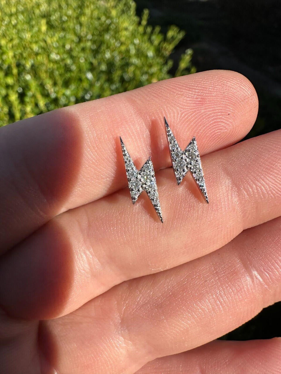 MOISSANITE Lightning Bolt Iced Out Earrings - 925 Silver - 6x16mm