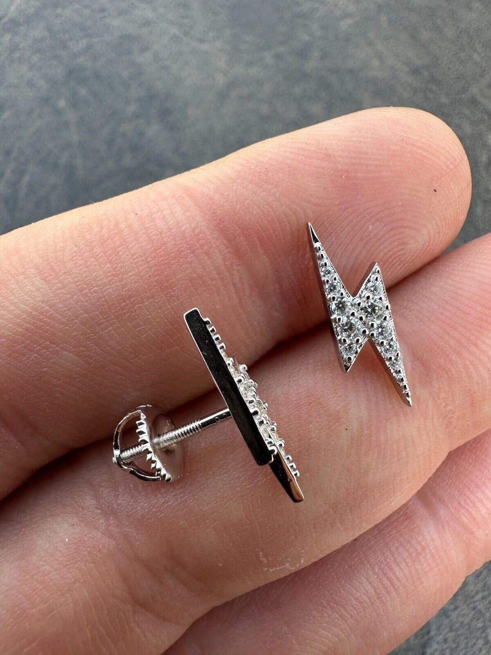 MOISSANITE Lightning Bolt Iced Out Earrings - 925 Silver - 6x16mm