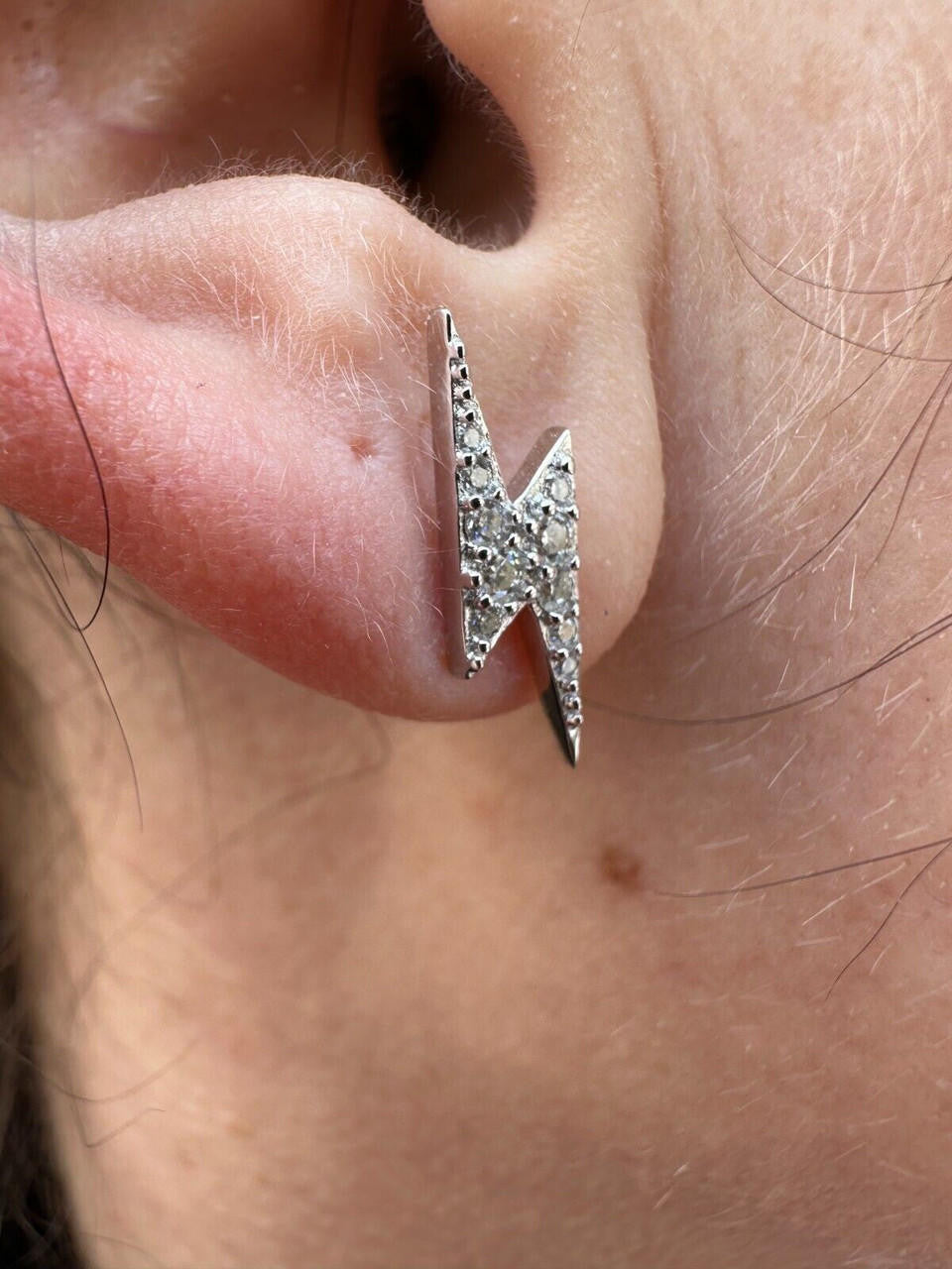 MOISSANITE Lightning Bolt Iced Out Earrings - 925 Silver - 6x16mm