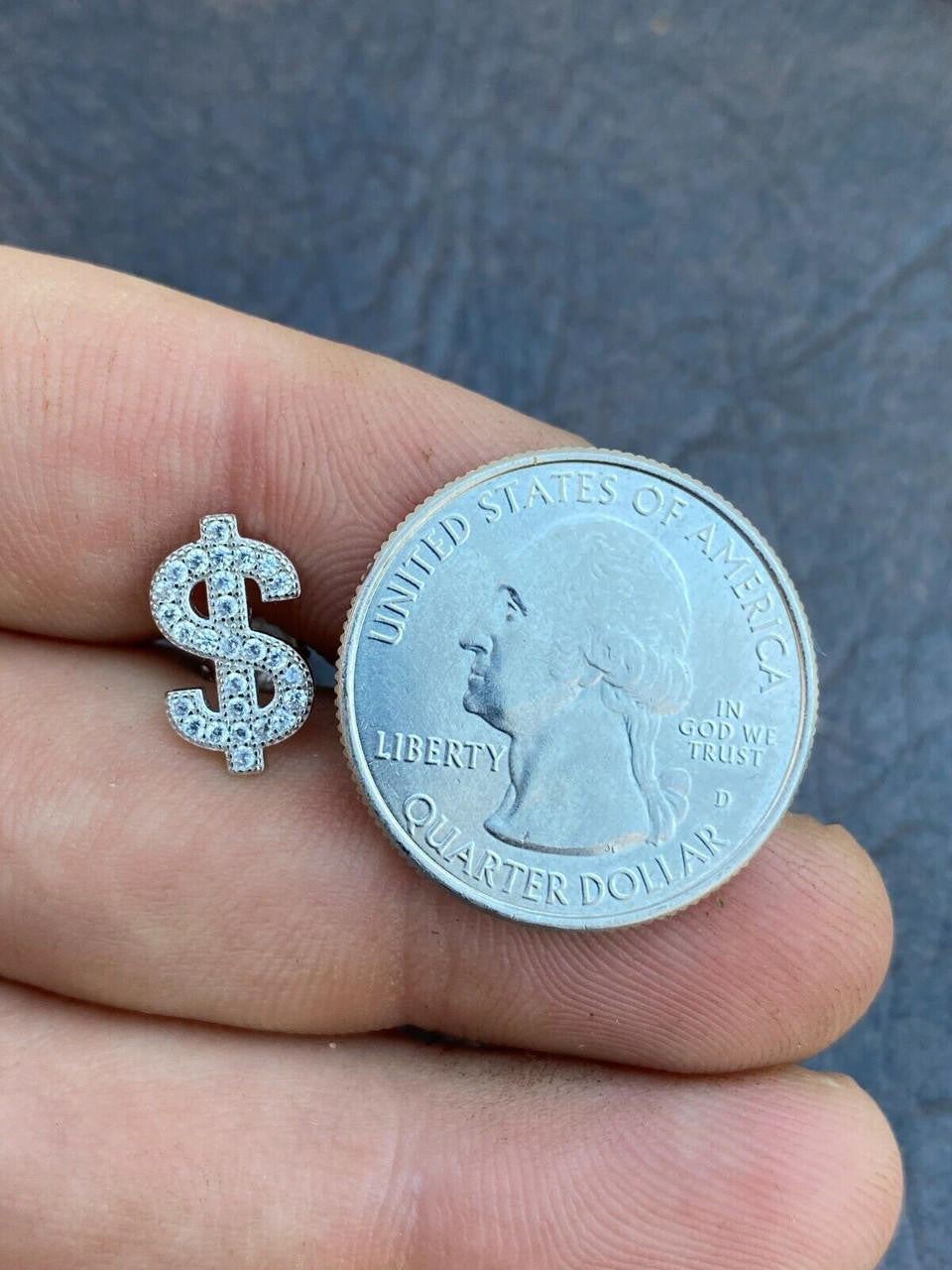 MOISSANITE Dollar Sign Iced Out Earrings - 925 Silver - 7x13mm