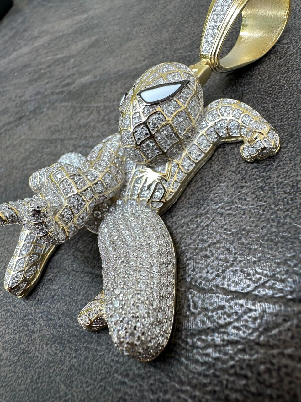 MOISSANITE Spiderman Iced Out Pendant - 14k Gold Vermeil Or 925 Silver - Large 2.5"