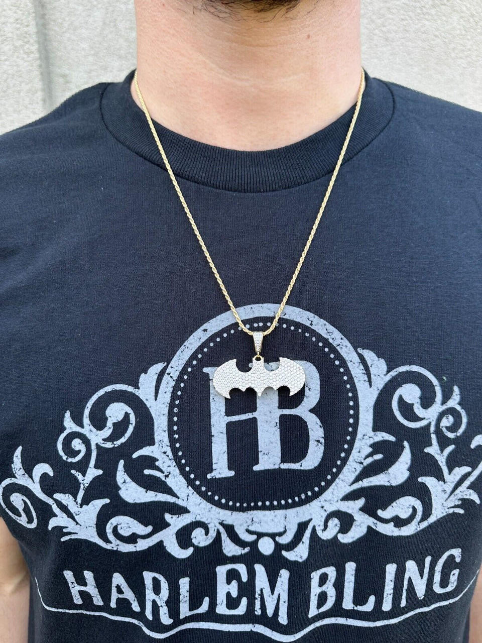 MOISSANITE Batman Superhero Iced Out Pendant - 14k Gold Vermeil Or 925 Silver - Small 1.5"