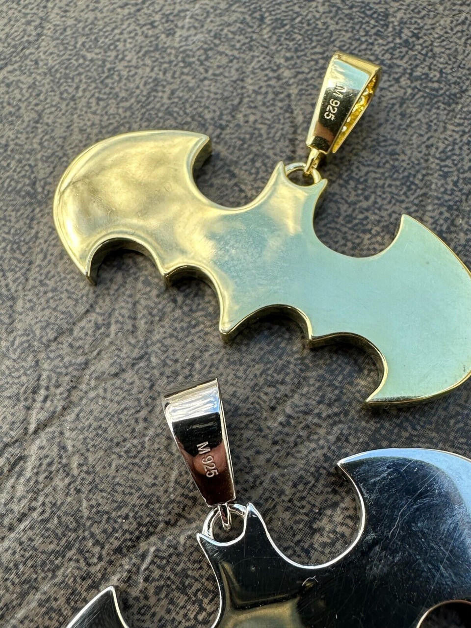 MOISSANITE Batman Superhero Iced Out Pendant - 14k Gold Vermeil Or 925 Silver - Small 1.5"