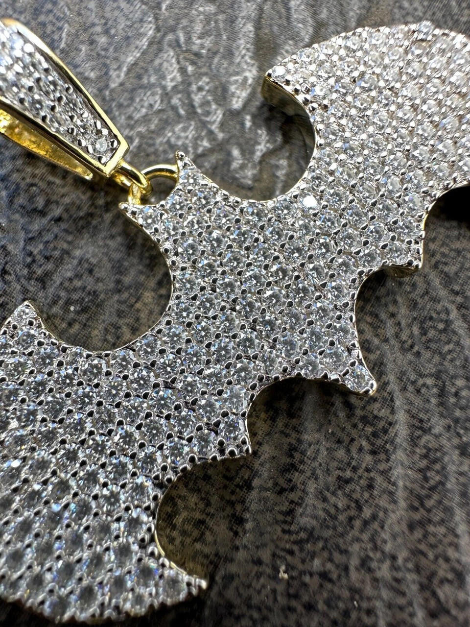 MOISSANITE Batman Superhero Iced Out Pendant - 14k Gold Vermeil Or 925 Silver - Small 1.5"