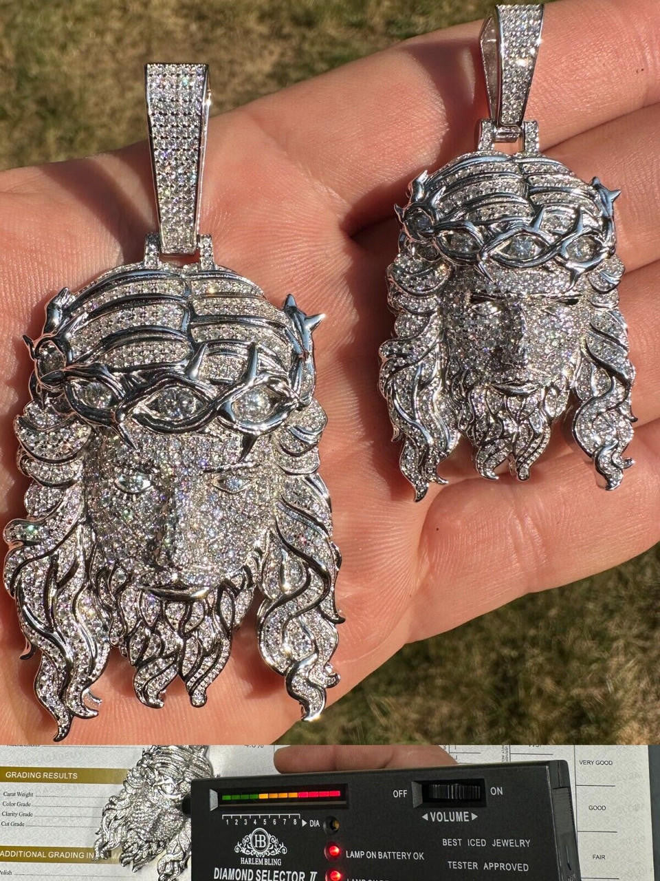 MOISSANITE  Iced Out Hip Hop Jesus Pendant - 925 Silver - 2 Sizes 2.25"-3"