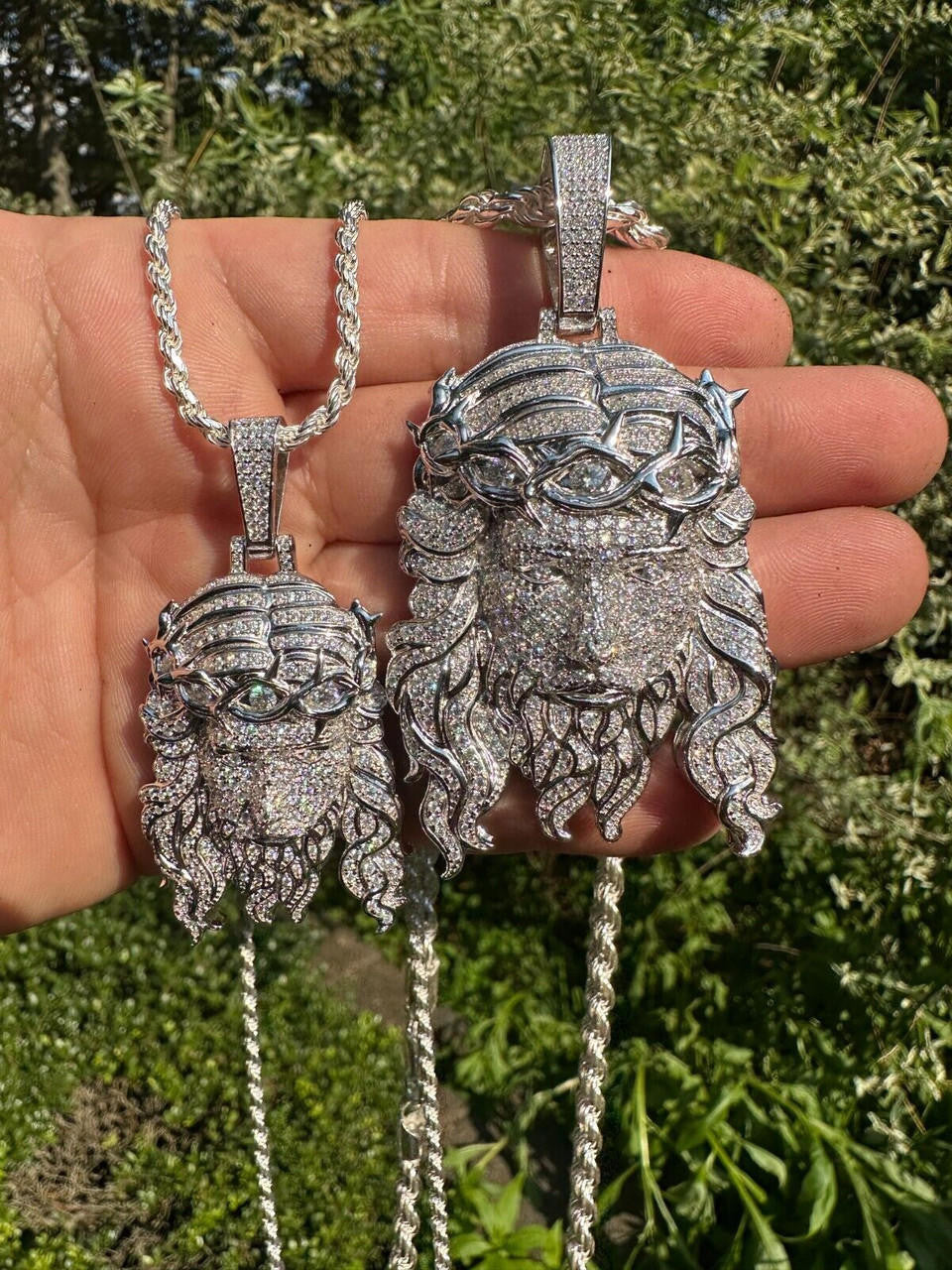 MOISSANITE  Iced Out Hip Hop Jesus Pendant - 925 Silver - 2 Sizes 2.25"-3"