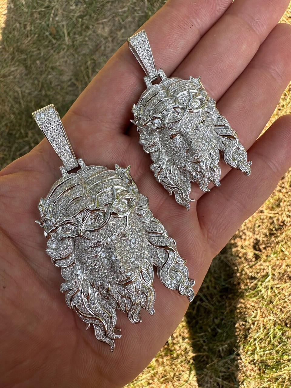 MOISSANITE  Iced Out Hip Hop Jesus Pendant - 925 Silver - 2 Sizes 2.25"-3"
