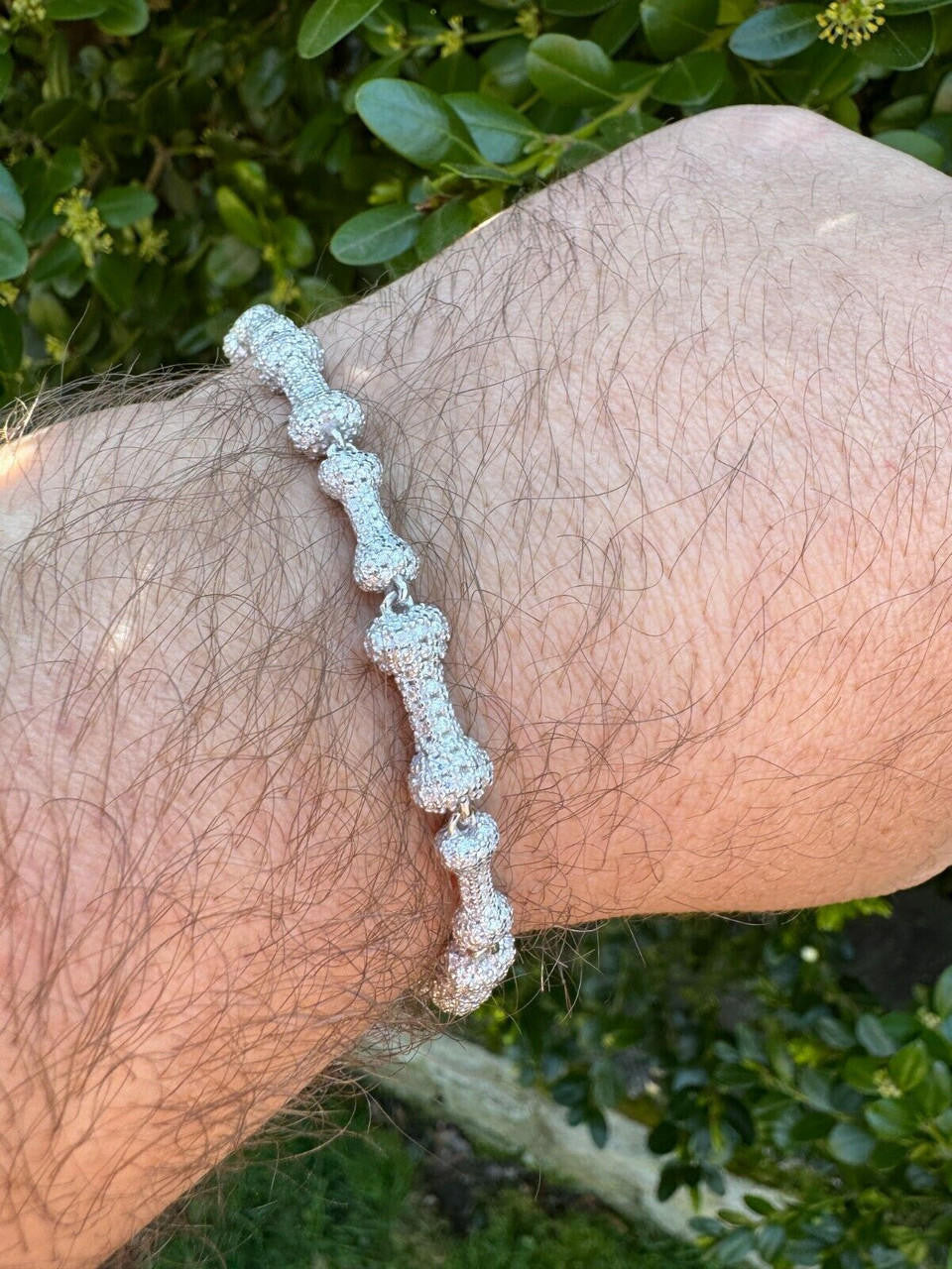 MOISSANITE Custom Bone Link Bracelet Iced Out - 925 Silver - 6.5mm - 7.5-8.5"