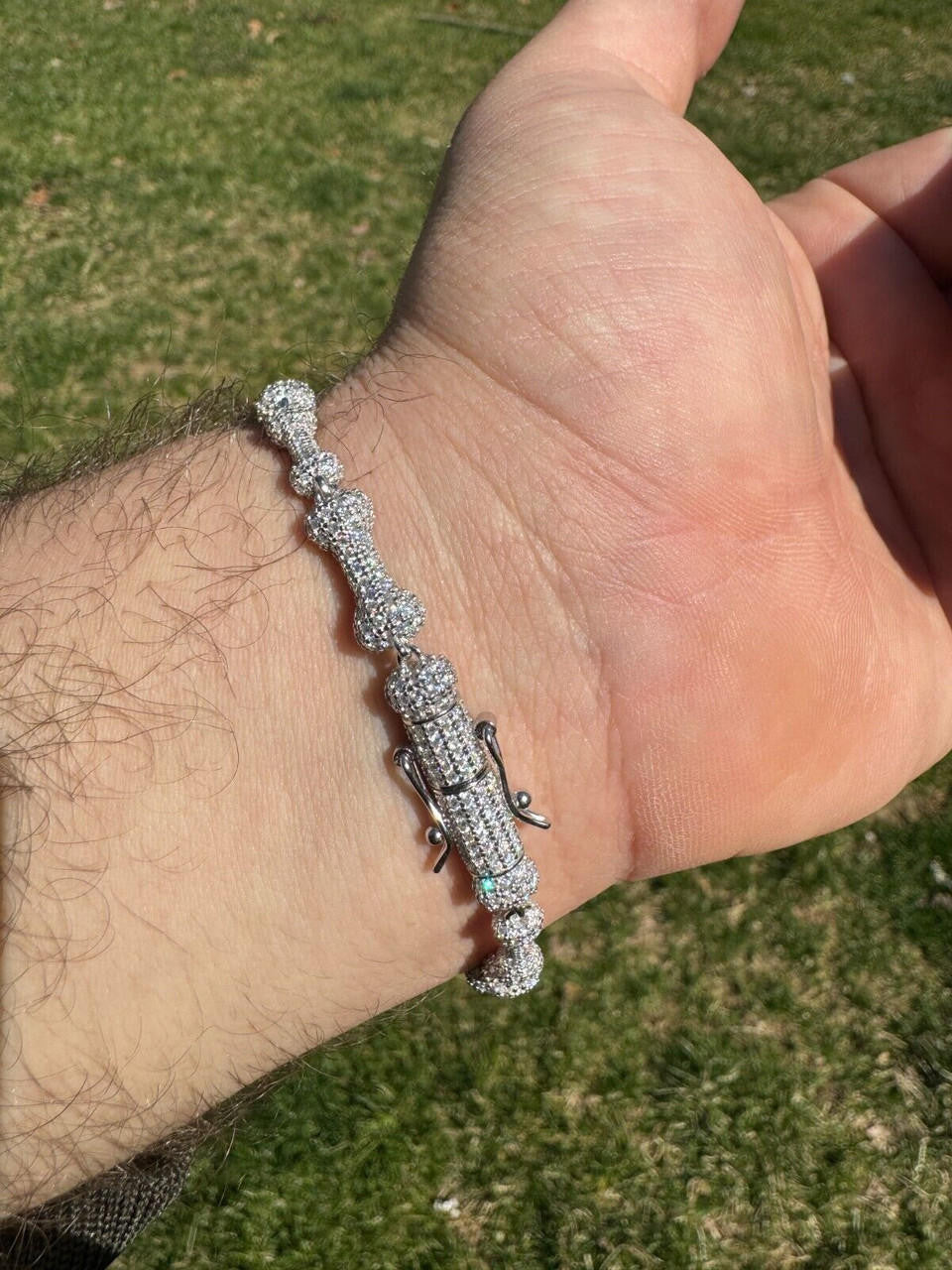 MOISSANITE Custom Bone Link Bracelet Iced Out - 925 Silver - 6.5mm - 7.5-8.5"
