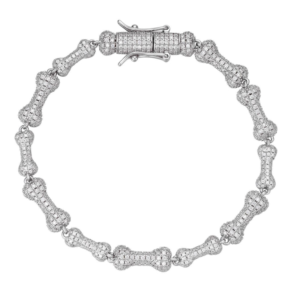 MOISSANITE Custom Bone Link Bracelet Iced Out - 925 Silver - 6.5mm - 7.5-8.5"