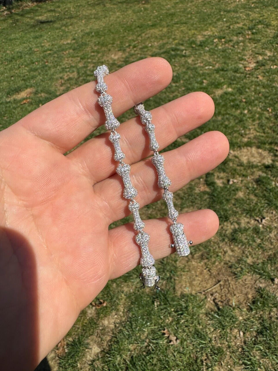 MOISSANITE Custom Bone Link Bracelet Iced Out - 925 Silver - 6.5mm - 7.5-8.5"