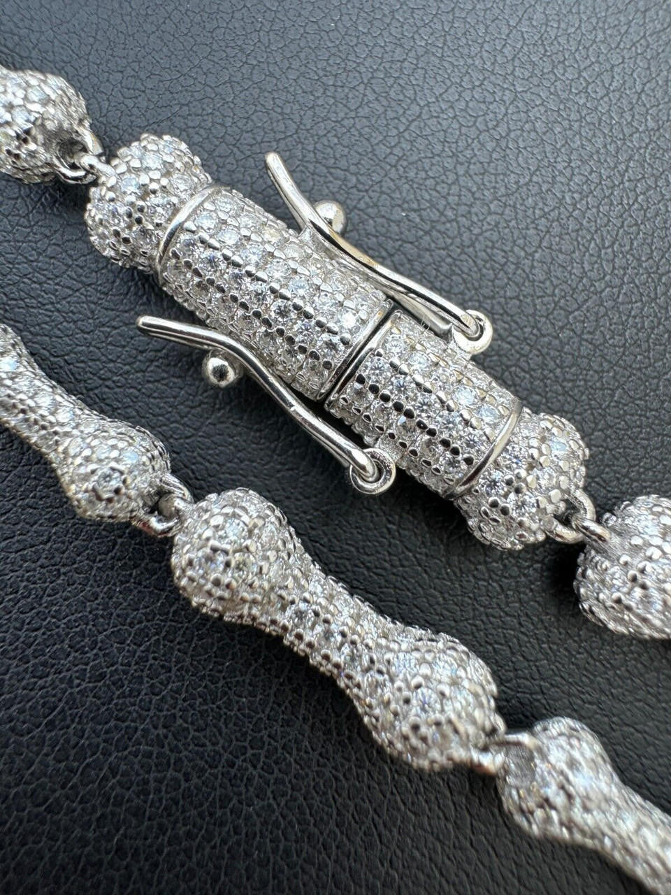 MOISSANITE Custom Bone Link Bracelet Iced Out - 925 Silver - 6.5mm - 7.5-8.5"