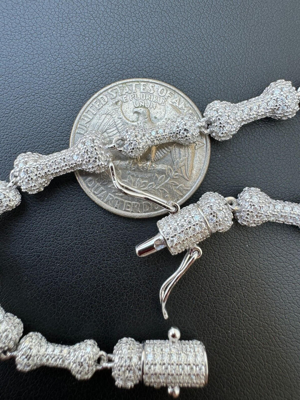 MOISSANITE Custom Bone Link Bracelet Iced Out - 925 Silver - 6.5mm - 7.5-8.5"