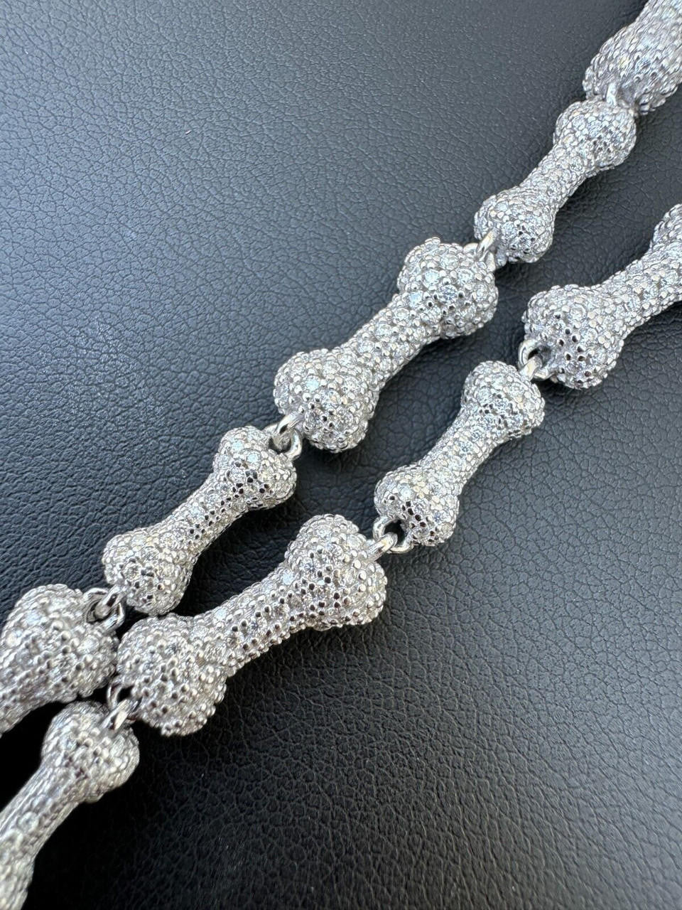 MOISSANITE Custom Bone Link Bracelet Iced Out - 925 Silver - 6.5mm - 7.5-8.5"