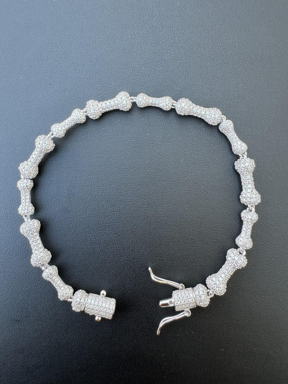 MOISSANITE Custom Bone Link Bracelet Iced Out - 925 Silver - 6.5mm - 7.5-8.5"