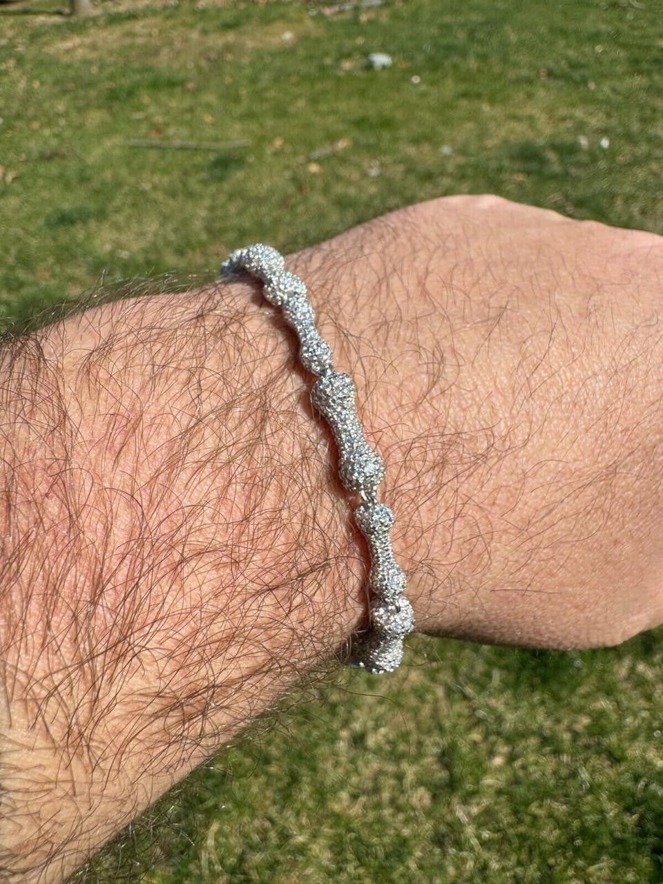 MOISSANITE Custom Bone Link Bracelet Iced Out - 925 Silver - 6.5mm - 7.5-8.5"