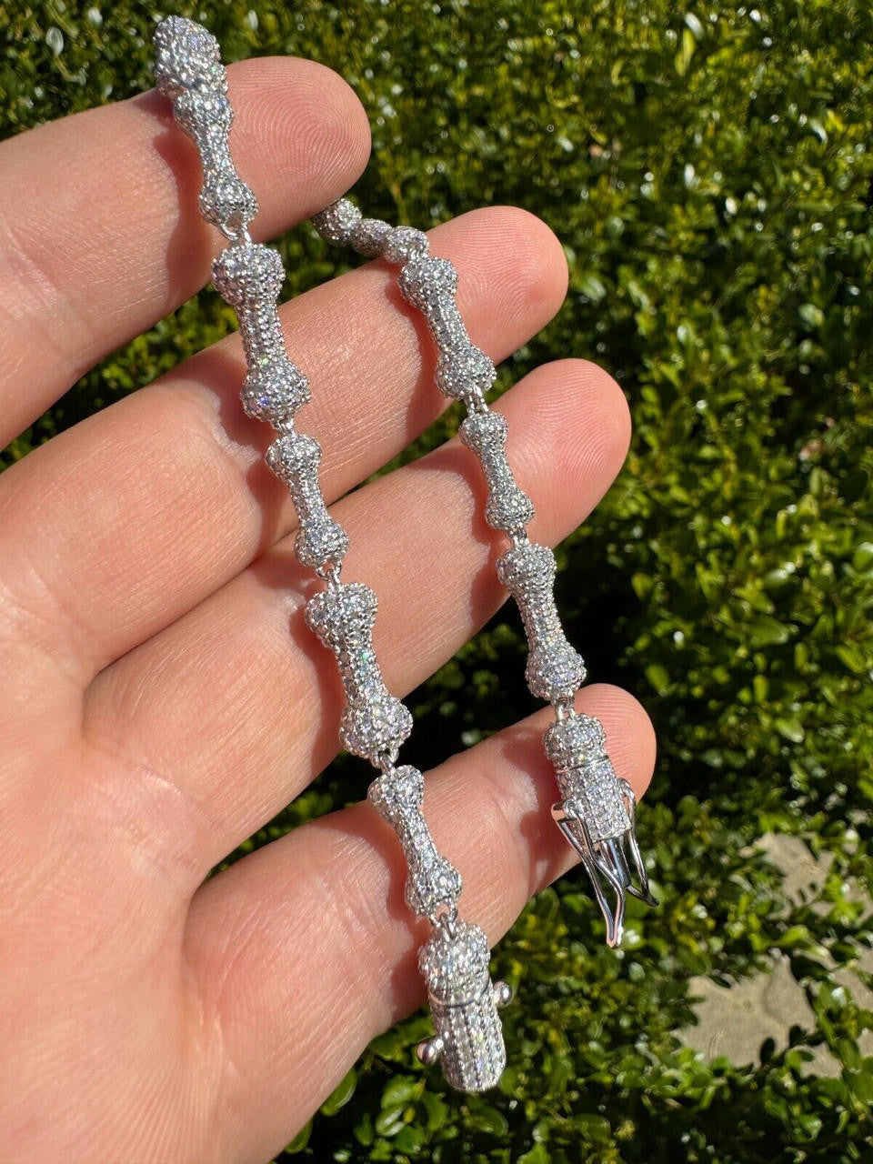 MOISSANITE Custom Bone Link Bracelet Iced Out - 925 Silver - 6.5mm - 7.5-8.5"